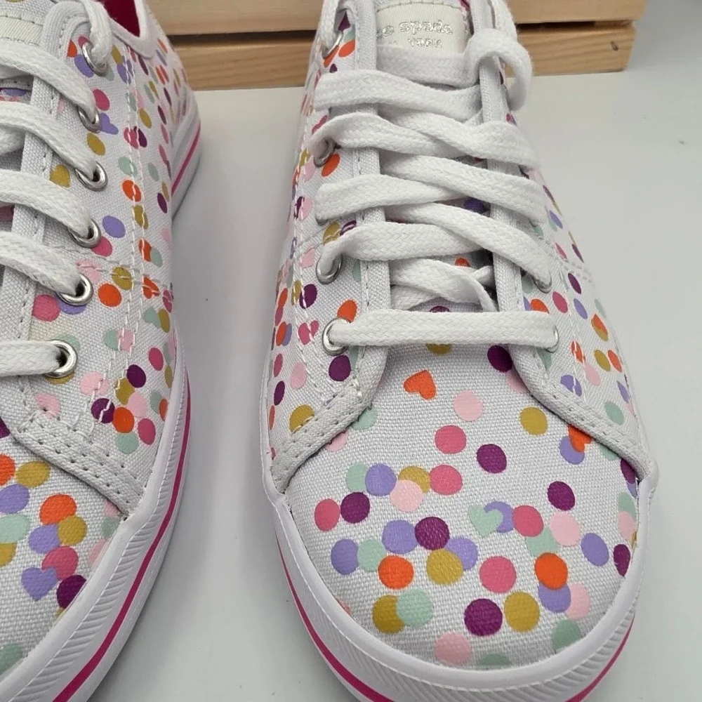 Keds x Kate Spade Kickstart Women 7 Multi Confetti Heart Canvas Sneakers WF60967